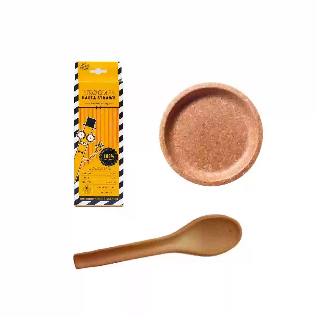 Bundle - Edible Plate, Spoon and Straw -848