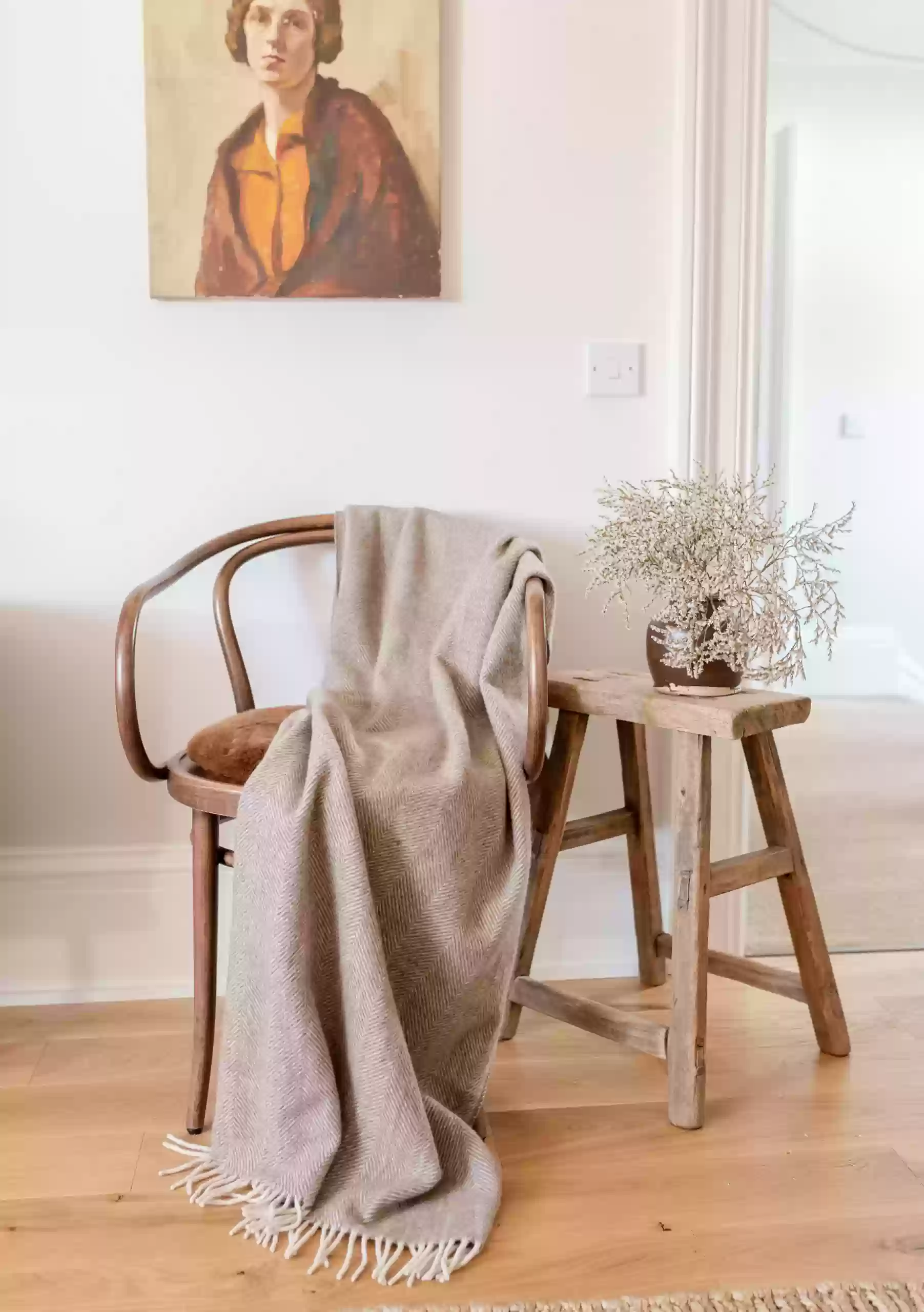 Recycled Wool Herringbone Small Blanket -8618