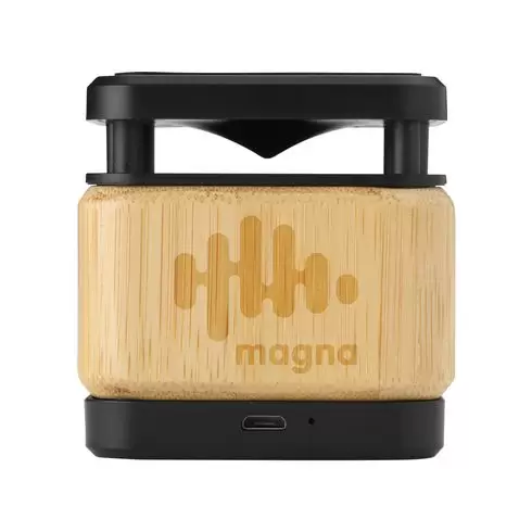 Bamboo Block Speaker with wireless charger - 4101