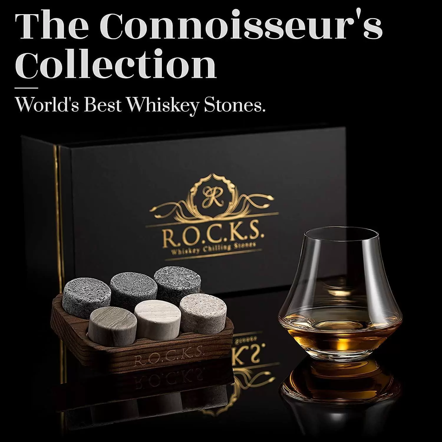 Whiskey Stones & Crystal Nosing Glass Gift Set  - 5240