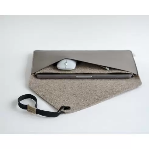 Laptop Sleeve 15 inch - Recycled Felt & Apple Leather  - 2612
