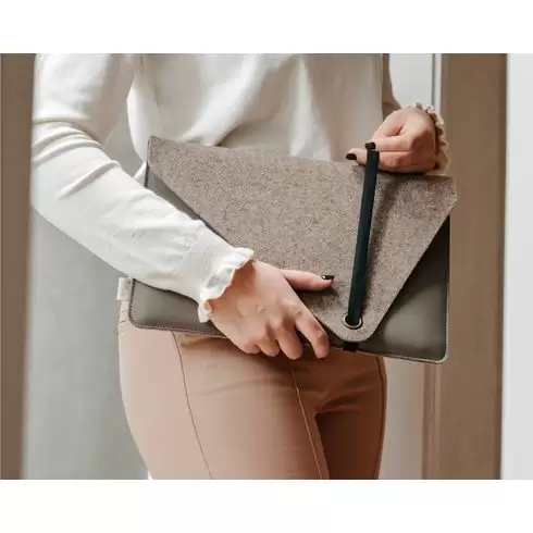 Laptop Sleeve 15 inch - Recycled Felt & Apple Leather  - 6327