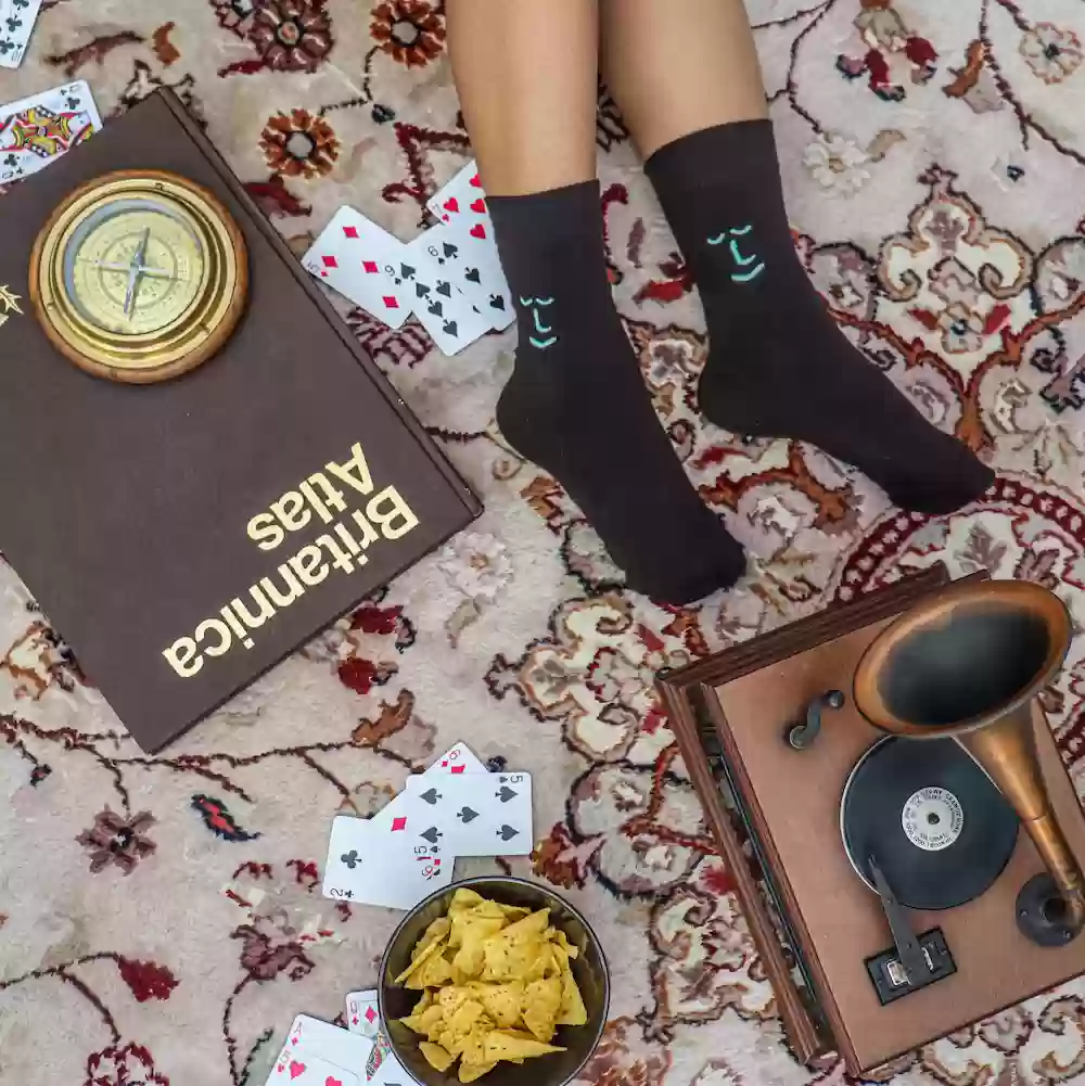 Chocolate brown smiley bamboo socks